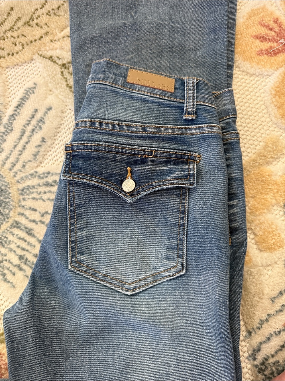 Witty Fox  Light Blue Straight Leg Jeans with Flap Back Pocket